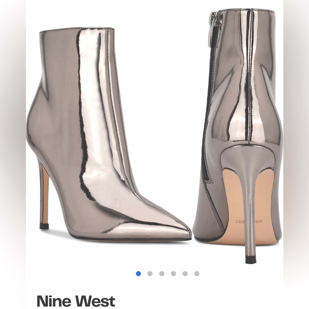 Super Stylish, Pewter Mirror Metallic Stiletto Bootie